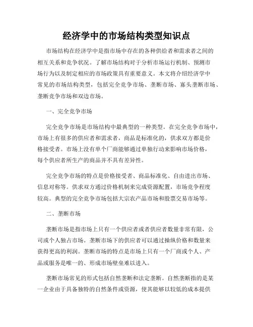 经济学中的市场结构类型知识点