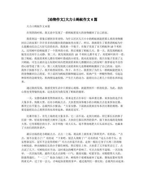 [动物作文]大力士蚂蚁作文6篇