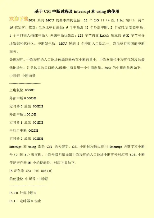 基于C51中断过程及interrupt和using的使用