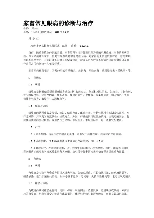 家畜常见眼病的诊断与治疗   