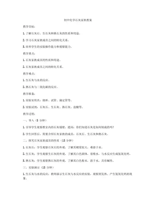 初中化学石灰家族教案