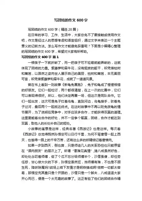 写团结的作文600字（精选20篇）