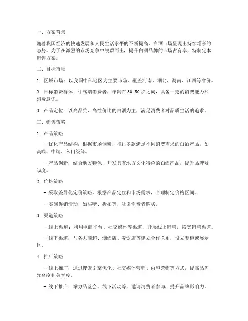 白酒销售员销售方案设计