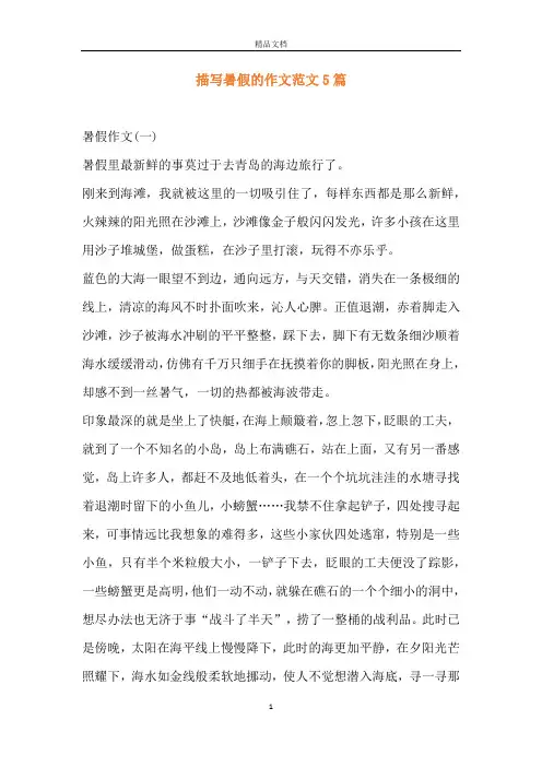 描写暑假的作文范文5篇