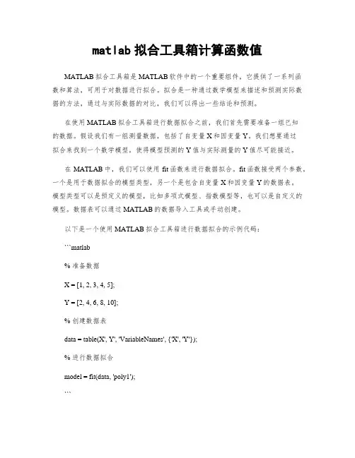 matlab拟合工具箱计算函数值