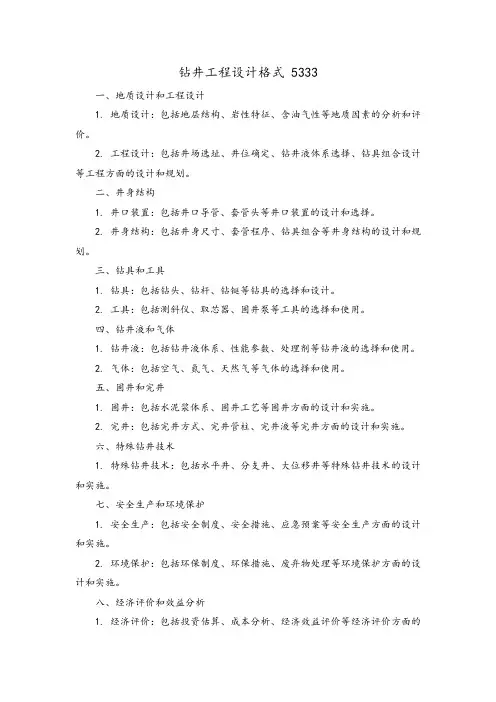 钻井工程设计格式 5333
