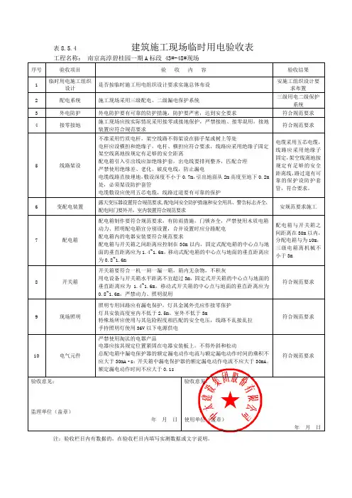临时用电漏电保护器检测记录表
