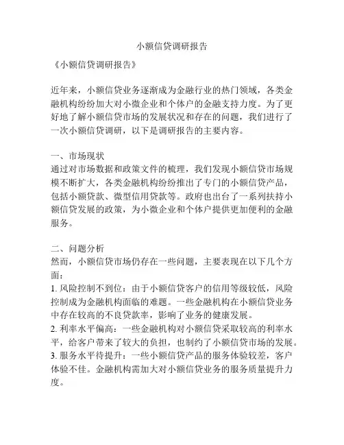 小额信贷调研报告