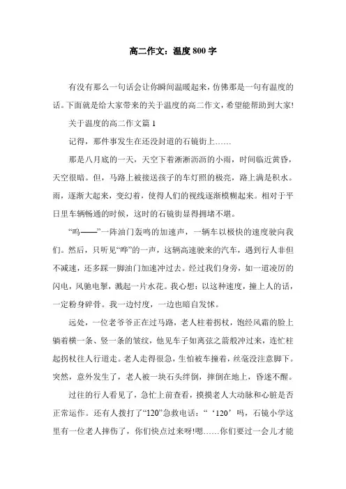 高二作文：温度800字