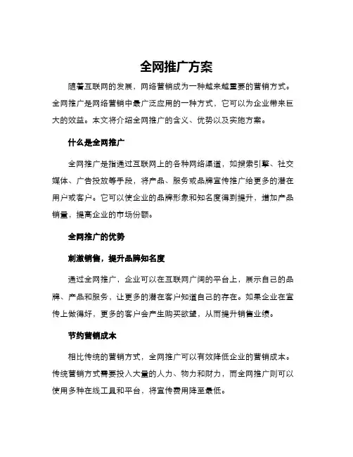 全网推广方案