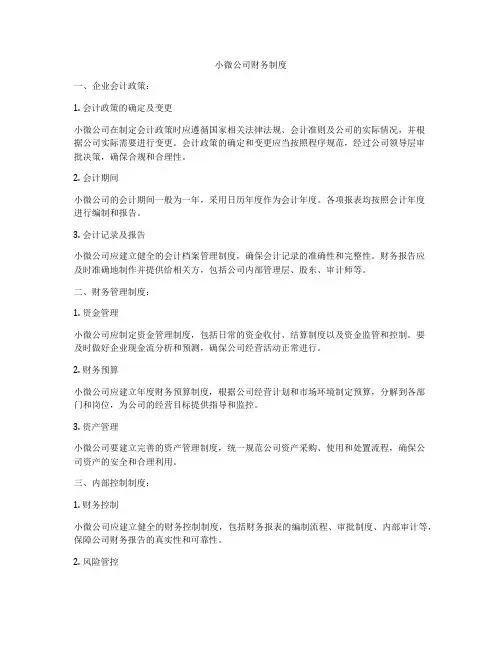 小微公司财务制度