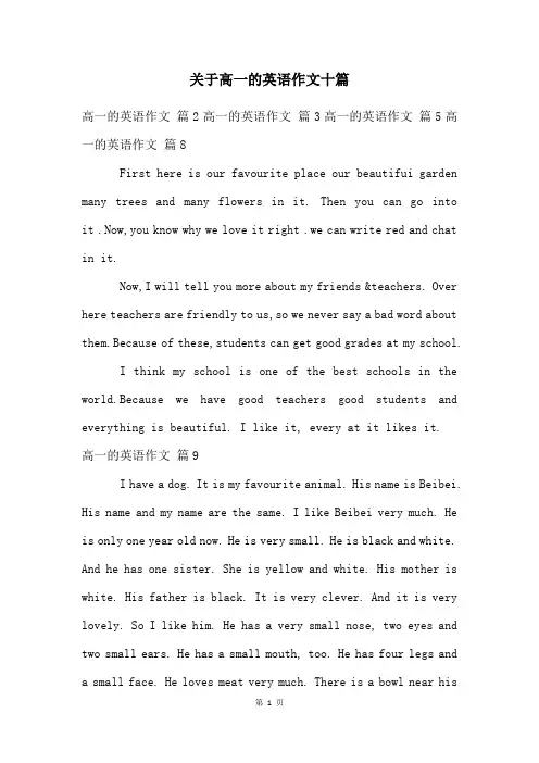 关于高一的英语作文十篇