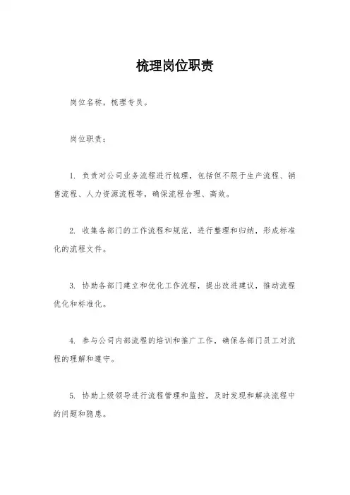 梳理岗位职责