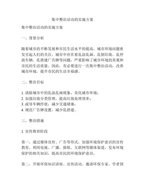 集中整治活动的实施方案