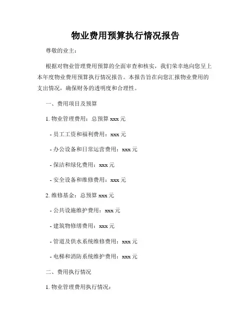 物业费用预算执行情况报告