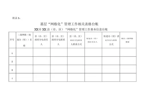附录3基层“网格化”管理工作相关表格台账
