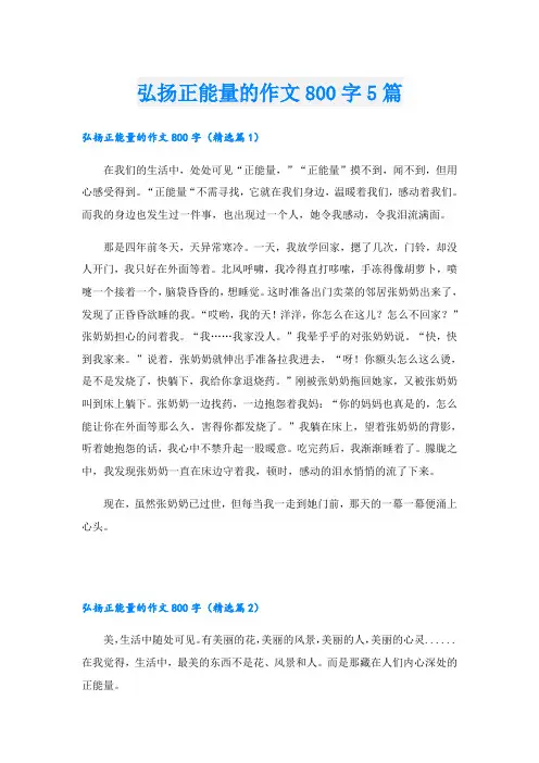 弘扬正能量的作文800字5篇