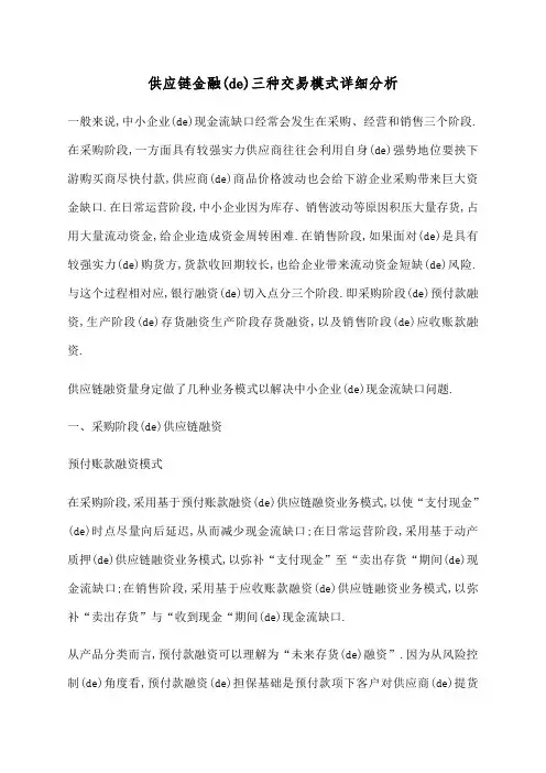 供应链金融的交易模式详细分析附交易结构图