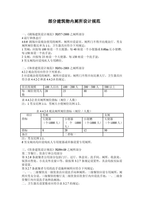 部分建筑物内厕所设计规范