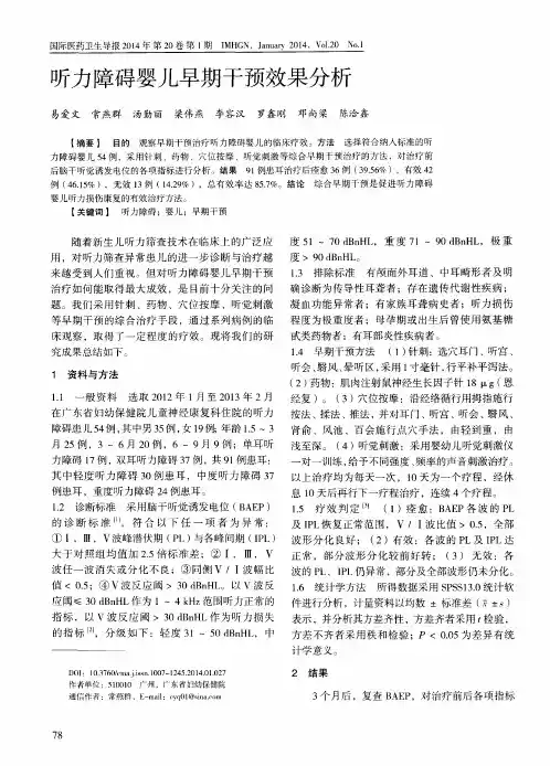 听力障碍婴儿早期干预效果分析