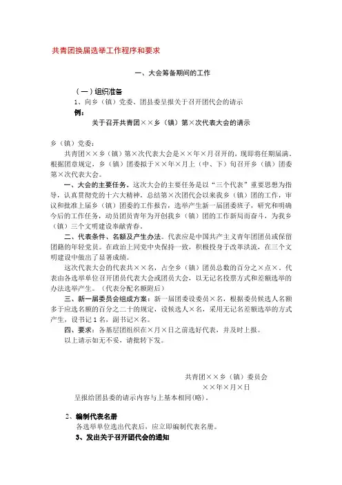 共青团换届选举工作程序和要求