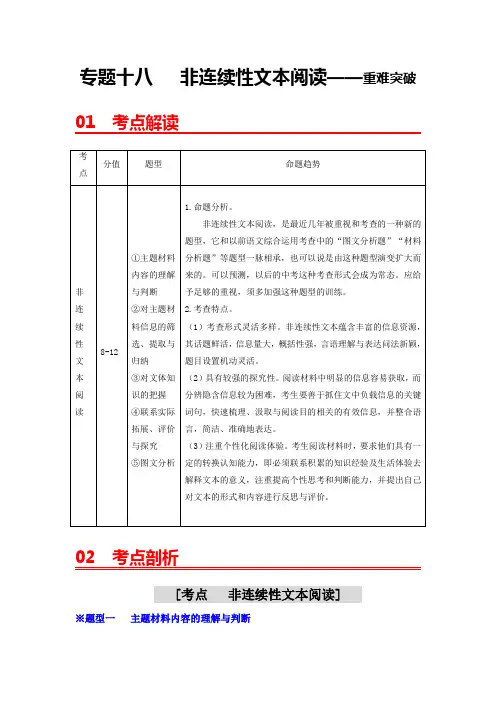考点十八  非连续性文本阅读——重难突破-2023年中考语文一轮大单元复习过过过(部编版)