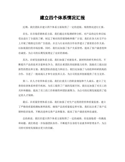 建立四个体系情况汇报