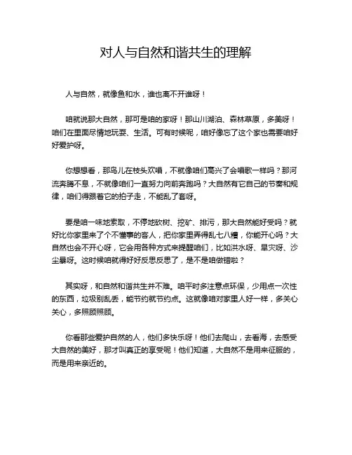 对人与自然和谐共生的理解