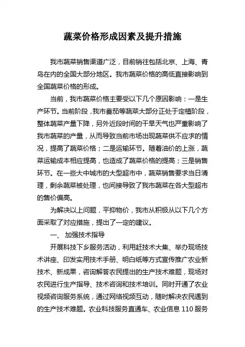 蔬菜价格形成因素及措施