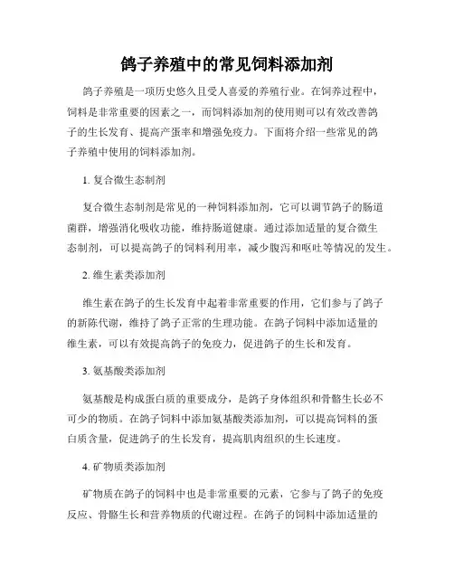鸽子养殖中的常见饲料添加剂