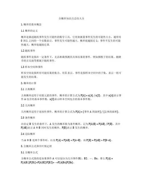 全概率知识点总结大全