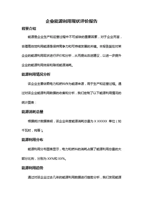 企业能源利用现状评价报告