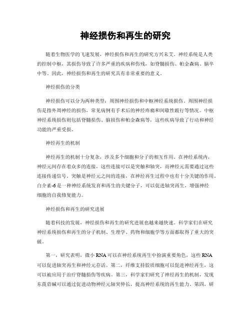 神经损伤和再生的研究
