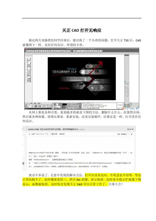 天正CAD打开卡死问题