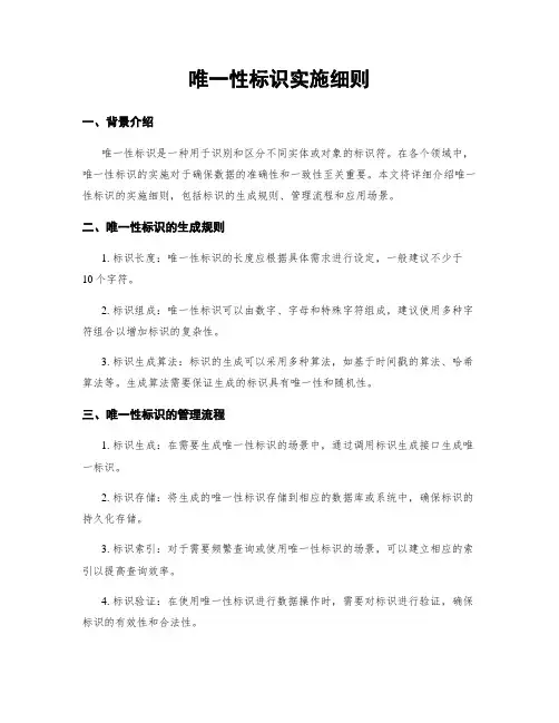 唯一性标识实施细则