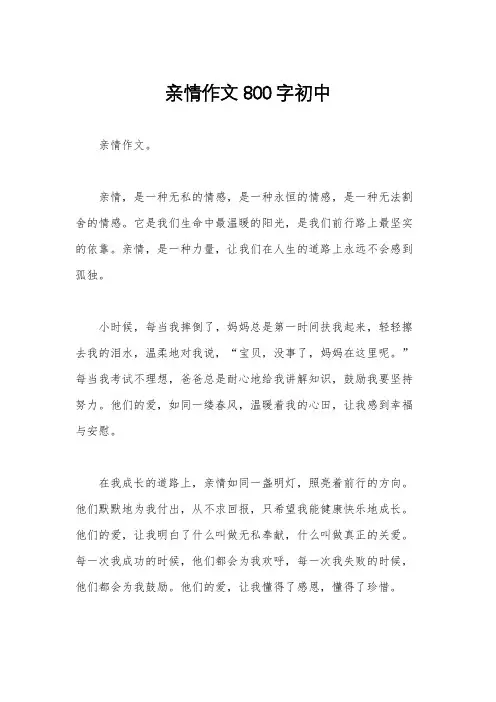 亲情作文800字初中
