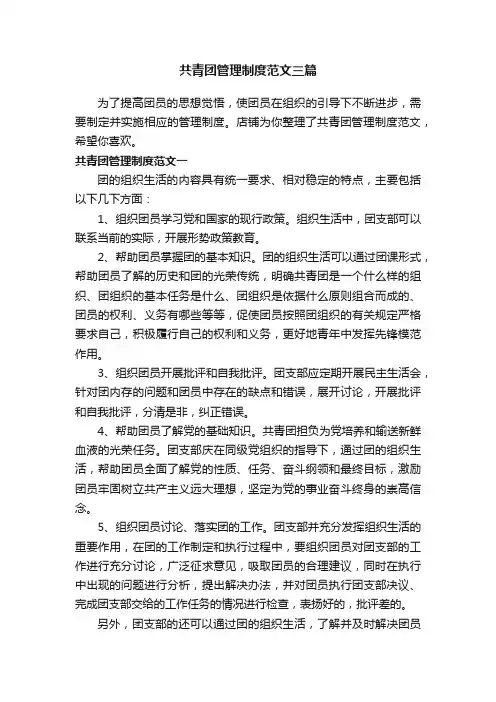 共青团管理制度范文三篇