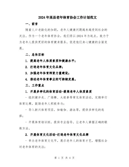 2024年某县老年体育协会工作计划范文