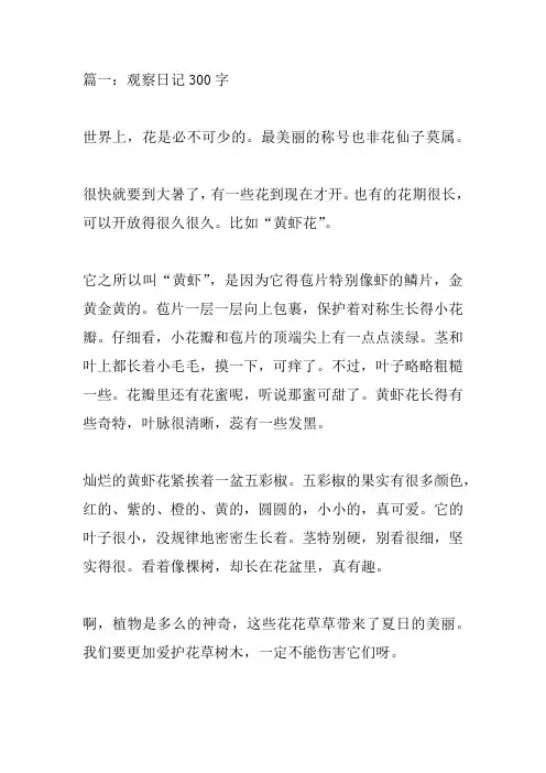 观察日记300字(精选12篇)