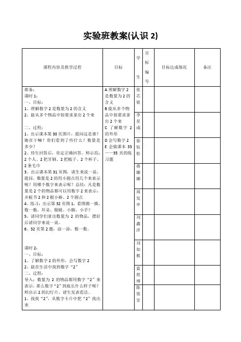 培智教育一年级上生活数学认识2