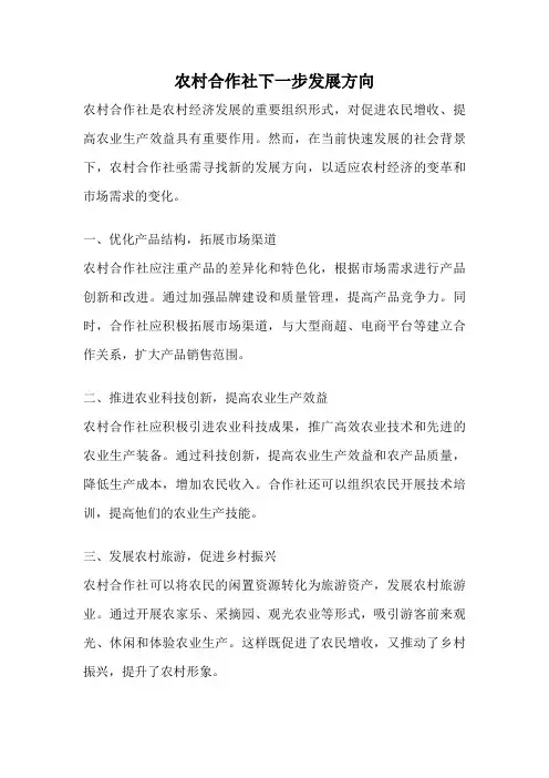 农村合作社下一步发展方向