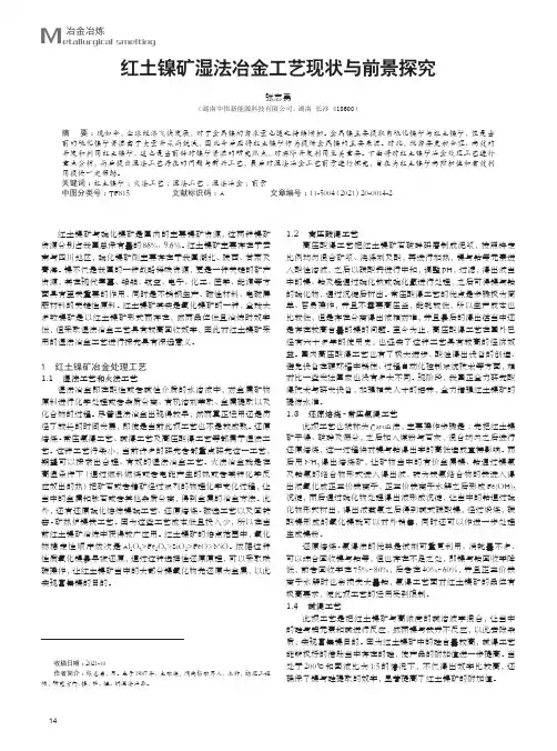 红土镍矿湿法冶金工艺现状与前景探究