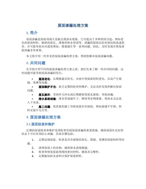 屋面渗漏处理方案