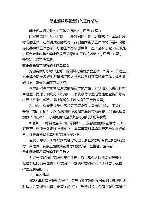禁止燃放烟花爆竹的工作总结范文（通用11篇）