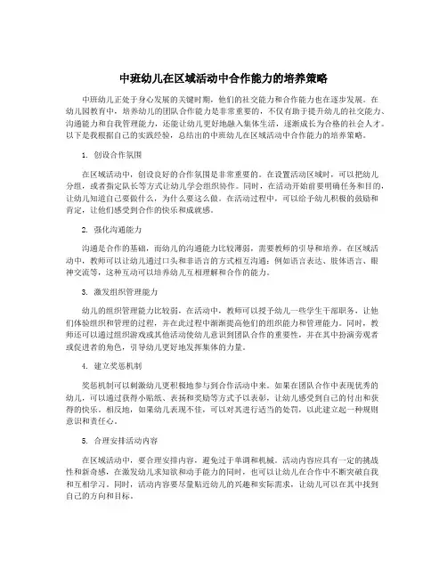 中班幼儿在区域活动中合作能力的培养策略