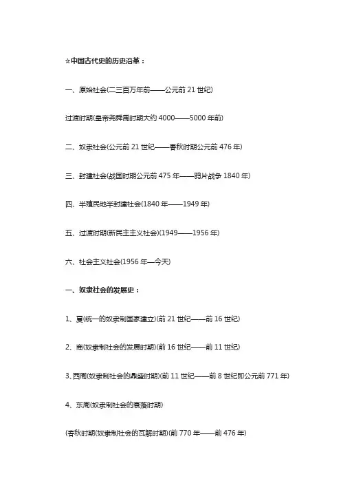 中国古代史的历史沿革