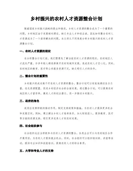 乡村振兴的农村人才资源整合计划