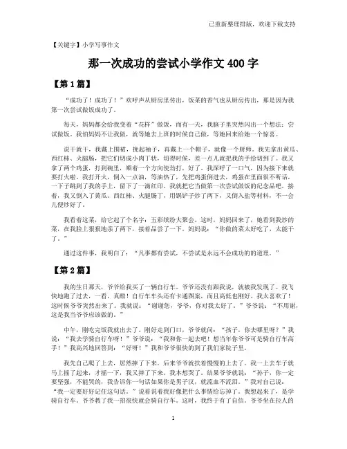 【小学写事作文】那一次成功的尝试小学作文400字