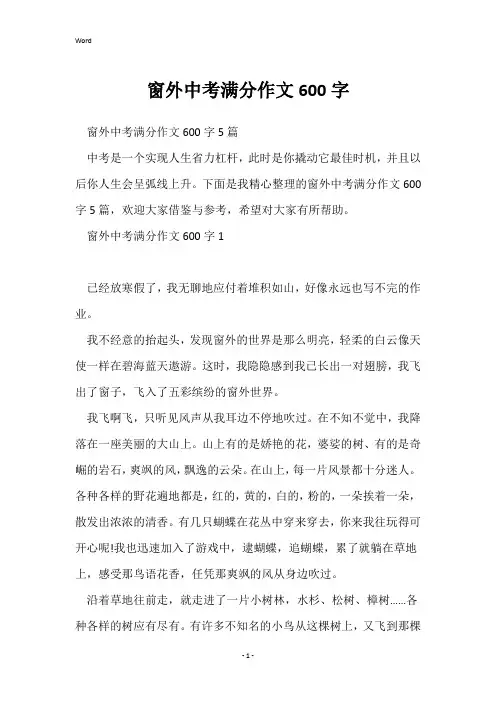窗外中考满分作文600字