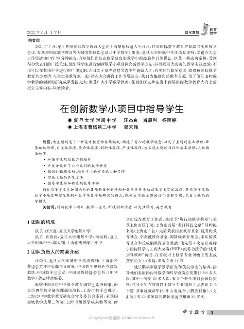 在创新数学小项目中指导学生